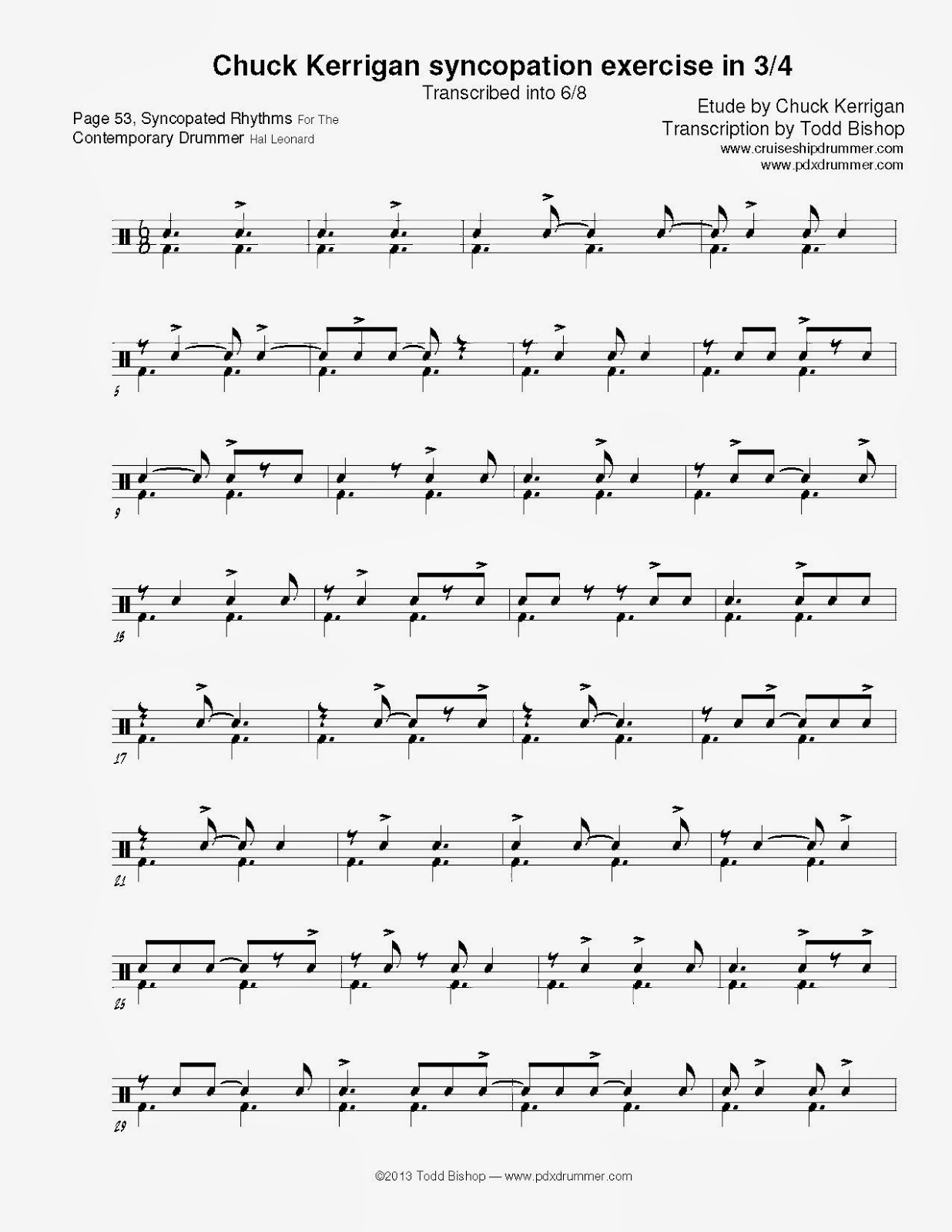 Cruise Ship Drummer! Kerrigan syncopation exercise in 6/8